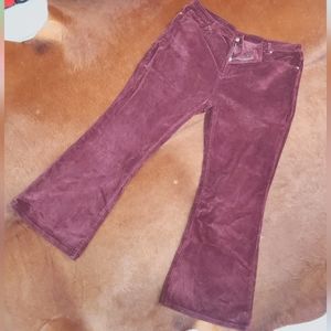 Wine colored corduroy flare pants